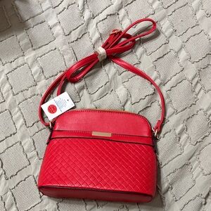 Red Woven Crossbody Bag - Women's Shoulder Purse